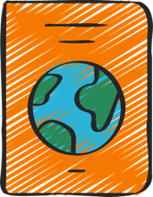 Ilustración de un pasaporte con el globo terráqueo