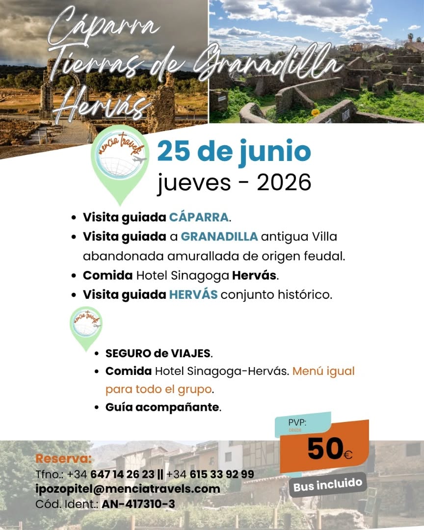 Cartel de la promoción: ✨ Descubre tres joyas de Extremadura en una sola escapada