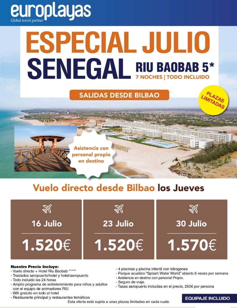 Cartel de la promoción: 🌴✨ Este julio, Senegal te espera